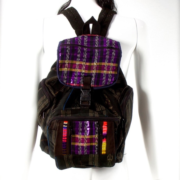 VTG 80\'s Native Guatemala Huipil Woven Backpack